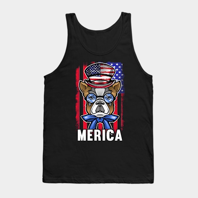 Merica Patriot BullDog American Flag Independence Day 4th of July Tank Top by dnlribeiro88